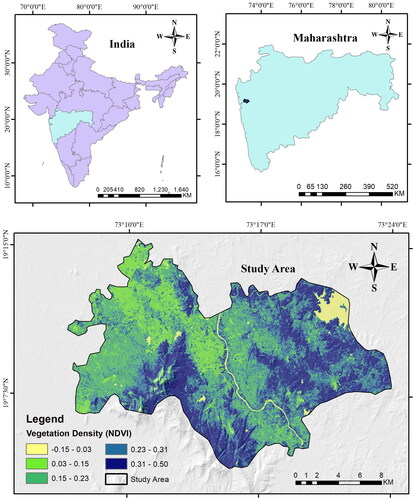 Figure 1. Location map of study region with vegetation density.