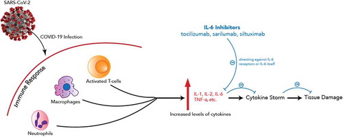 Figure 1. Mechanism of action of IL-6 inhibitors in managing COVID-19 infection