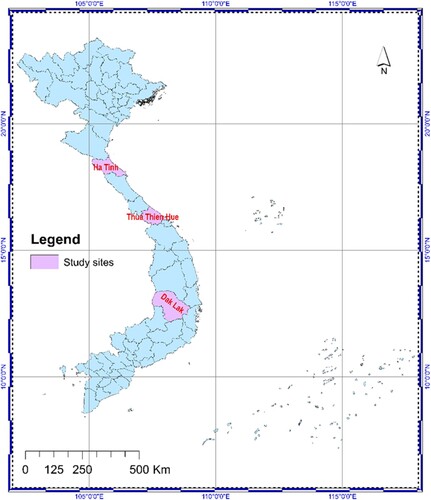 Figure 2. Map of study sites in Vietnam. (Source: Authors’ description).