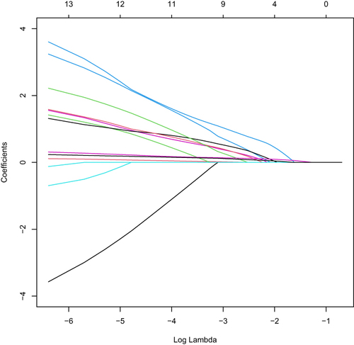 Figure 2 Coefficient path of LASSO regression.