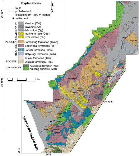 Figure 3. The geologic map of the Antakya Graben.