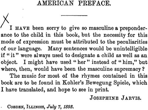 Figure 1. American preface to ‘pedagogics of the kindergarten’, published 1896.