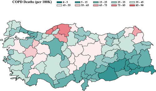 Figure 1 Map of Annual COPD Deaths.