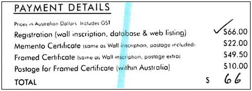 Figure 2 Payment details on the Wall registration form.