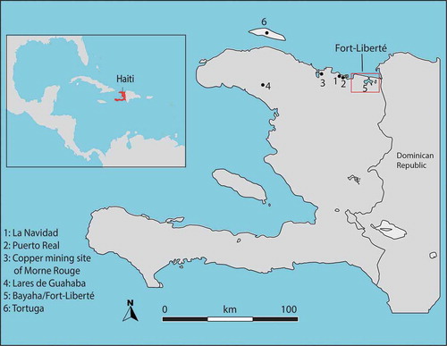 Figure 1. The Spanish colonial activities in the North of Haiti including the Fort-Liberté region