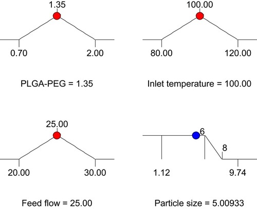 Figure 4 Ramp function graph showing the optimized results for particle size.