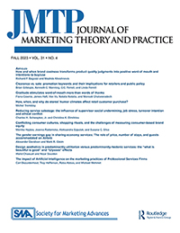 Cover image for Journal of Marketing Theory and Practice, Volume 31, Issue 4, 2023