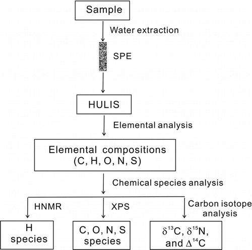 FIG. 1 A flowchart of the experimental procedure for isolation and characterization of atmospheric HULIS.