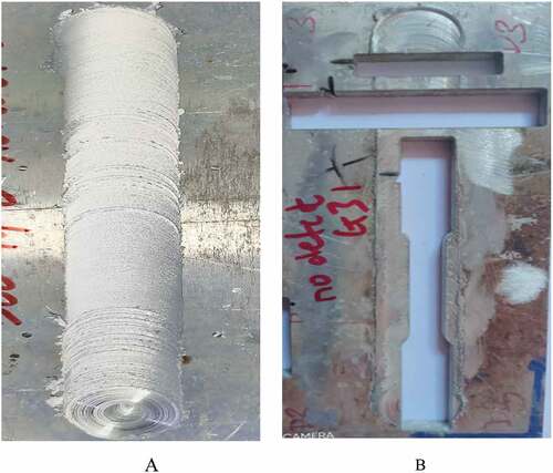 Figure 4. FSP test specimen—a) Single-pass FSP and b) Tensile test specimen as per the ASTM-E8 standard.