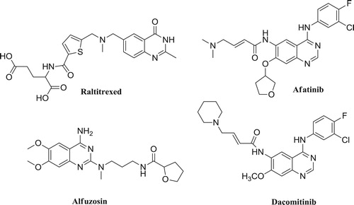 Figure 2. Some marketed anticancer drugs with quinazoline moiety.
