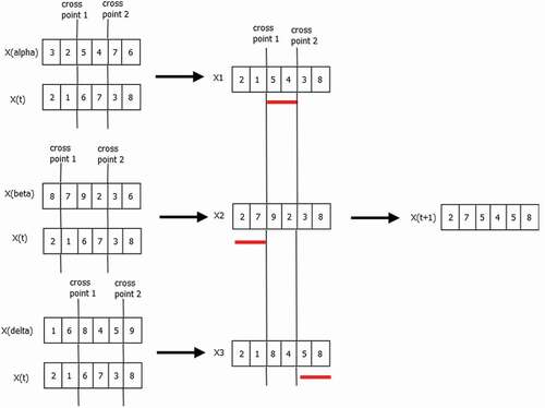 Figure 6. An instance of update of search agent X(t)