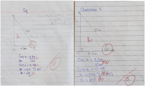 Figure 4. Examples of students’ work with reading errors. Source: (Field data, 2024).