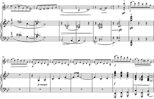 Example 4. Claude Debussy, Violin Sonata. Allegro vivo, mm. 36–49.