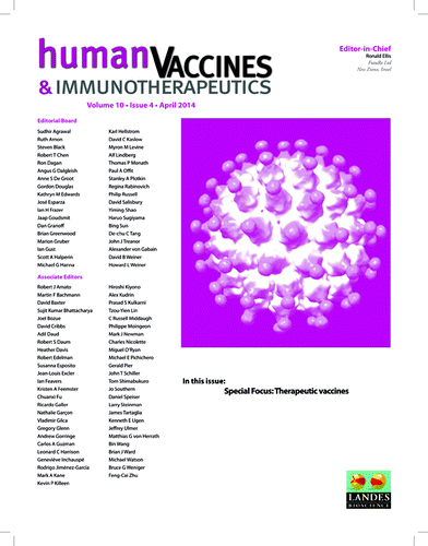 Figure 4. Cover of Human Vaccines and Immunotherapeutics Volume 10, Issue 4.