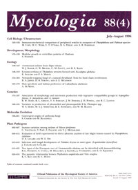 Cover image for Mycologia, Volume 88, Issue 4, 1996