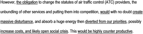 Extract 3. Instrumental frame and counter productive means.