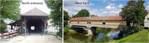 Figure 1. Historic bridge of Andelfingen after reinforcement and repairs were conducted during summer of 2018 showing the north entrance and the western flank (facing downriver).