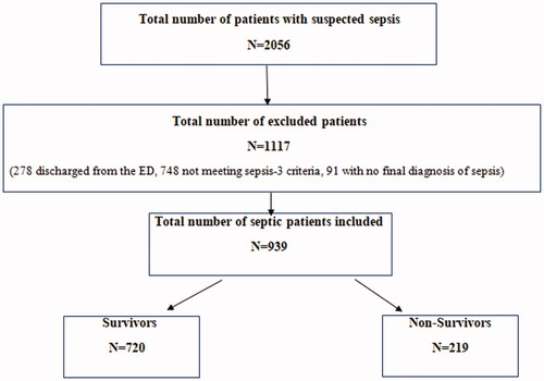 Figure 1. Flow diagram showing the included and excluded patients of the study. The process of patient recruitment based on the inclusion and exclusion criteria.