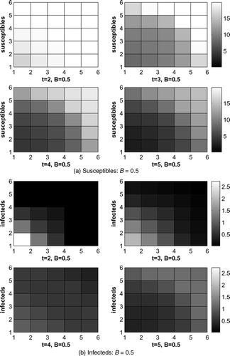 Figure 2. Susceptible and infected raccoons, B = 0.5.