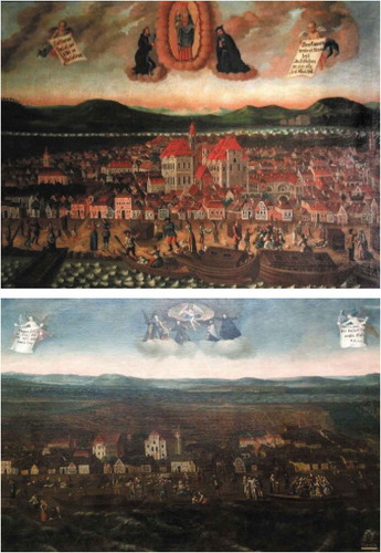 Figure 1. Damage depictions of the city of Komárom (on the left) by Anonymous and (on the right) by Karl Friedl
