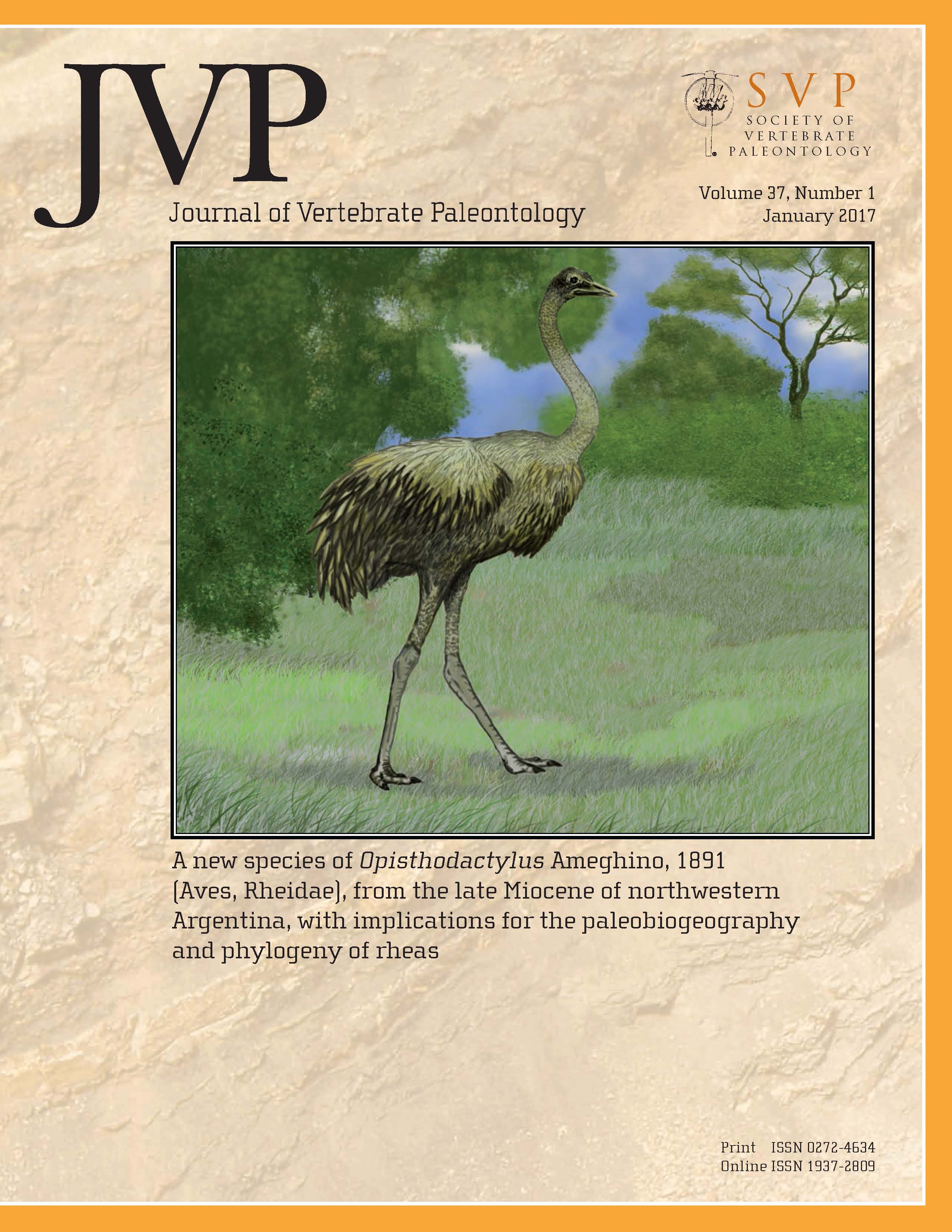 Cover image for Journal of Vertebrate Paleontology, Volume 37, Issue 1, 2017