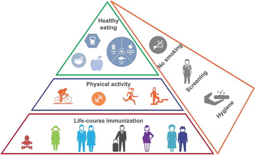 Figure 4. Life-course immunization as an integral part of a healthy lifestyle pyramid. © 2018 the GSK group of companies.