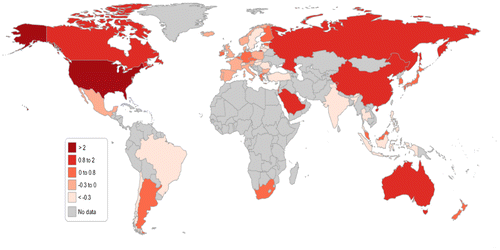 Figure 1. The world map based on CBDR index.