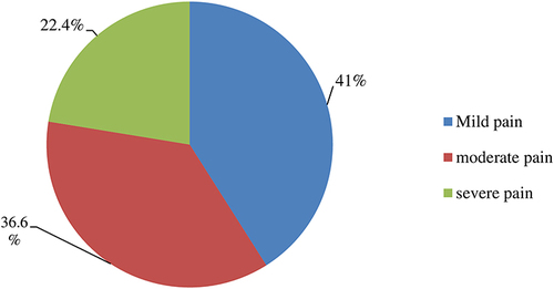 Figure 1 Pie chart for intensity of menstrual pain among female students at Wolaita soddo town high school southern Ethiopia, 2021.