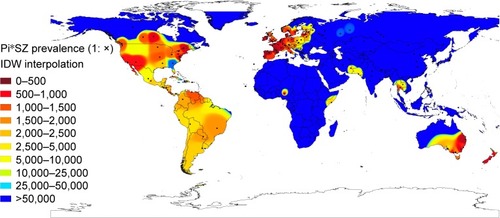 Figure 2 Distribution of SZ prevalence in the world.