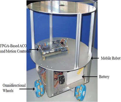 FIGURE 5 Picture of the experimental omnidirectional mobile robot. (Color figure available online.)