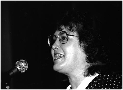 Figure 2. Singing at the Keith Folk Festival, 1992 (photograph by Ian MacKenzie, courtesy of the School of Scottish Studies Archives, University of Edinburgh).