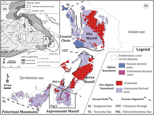 Figure 1. Geological map of the Calabria-Peloritani Orogen (CPO) in southern Italy (after CitationAngì et al., 2010).