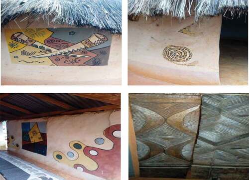Figure 5. Aesthetic designs on mud walls and traditional door panels have symbolic meanings.