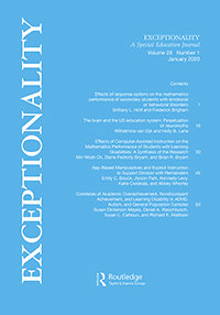 Cover image for Exceptionality, Volume 28, Issue 1, 2020