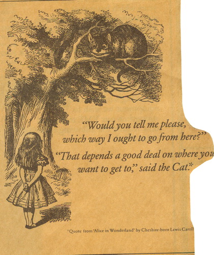 Figure 4.  A famous quotation and Tenniel illustration from Lewis Carroll's book “Alice in Wonderland”.