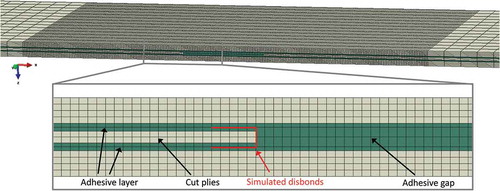 Figure 3. 3D finite element model of the CCP specimen and detailed side view.