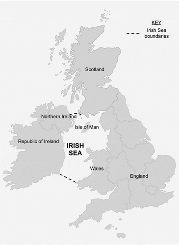 Figure 1. Boundaries of the Irish Sea as applied in this study.
