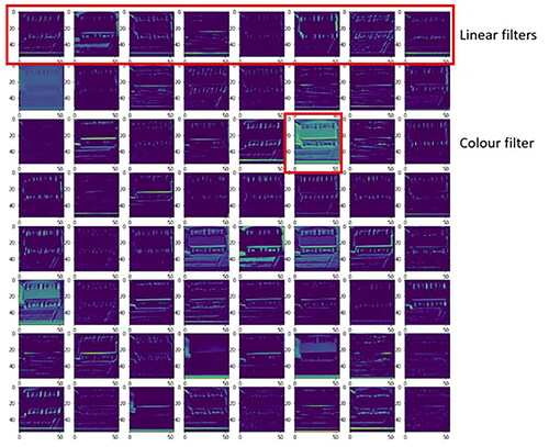 Figure 10. Example of AlexNet’s first convolutional layer output.