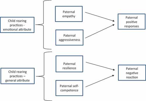 Figure 1. Conceptual model explaning paternal attributes and pateranl reaction to adolecence’s frustration behavior caused by paternal daily rearing decisions.