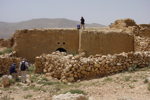 Fig. 6:. Fieldwork in progress at the village of Ma’tan in the Tafileh governorate as part of the INEA project, April 2014. Photo: Carol Palmer ©