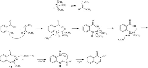 Figure 4. A proposed mechanism for synthesis of 3-substituted quinazolin-4(3H)-ones.