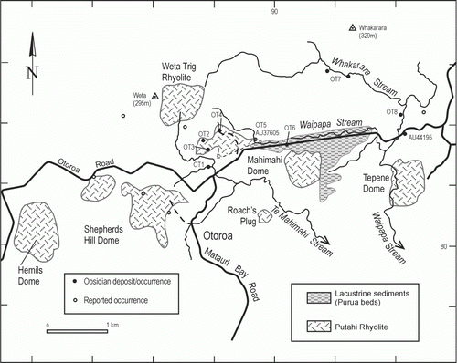 Figure 4  Detailed map of the Otoroa source area. Geology largely after Evans (1993).
