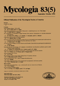 Cover image for Mycologia, Volume 83, Issue 5, 1991