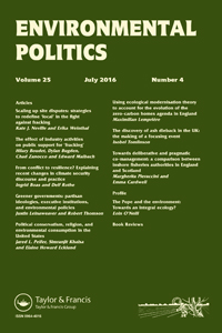 Cover image for Environmental Politics, Volume 25, Issue 4, 2016