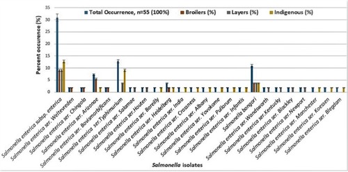 Figure 3 Percentage occurrence of Salmonella isolates based on its source.