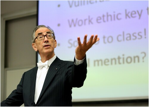 Figure 3. Mike Klein speaking at the Convocation of Temple University (2013).