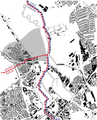 Figure 3. Hackney Wick in the context of significant boundaries in 1915.