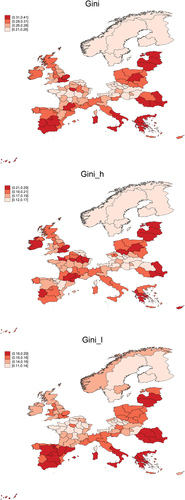 Figure 1. Average of the Gini coefficients in European regions (2003–2013).