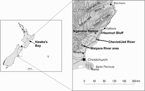 Figure 3. Map showing the localities in New Zealand from which Mauisaurus has been recorded in the past.