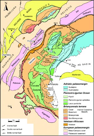 Figure 1. The Gran Paradiso nappe in the Western Alps (in evidence the Money unit): simplified structural and geological map (modified after Le Bayon and Ballèvre, Citation2006).